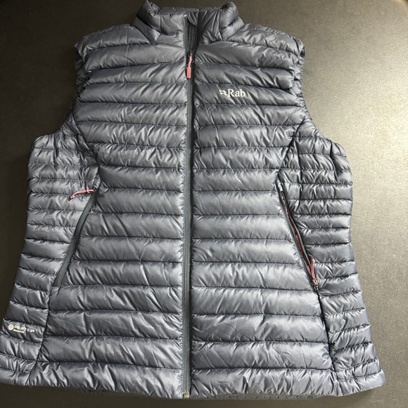 Rab Women's Down Puffer Vest Lightweight Full Zip Gray Accents - Picture 1 of 3